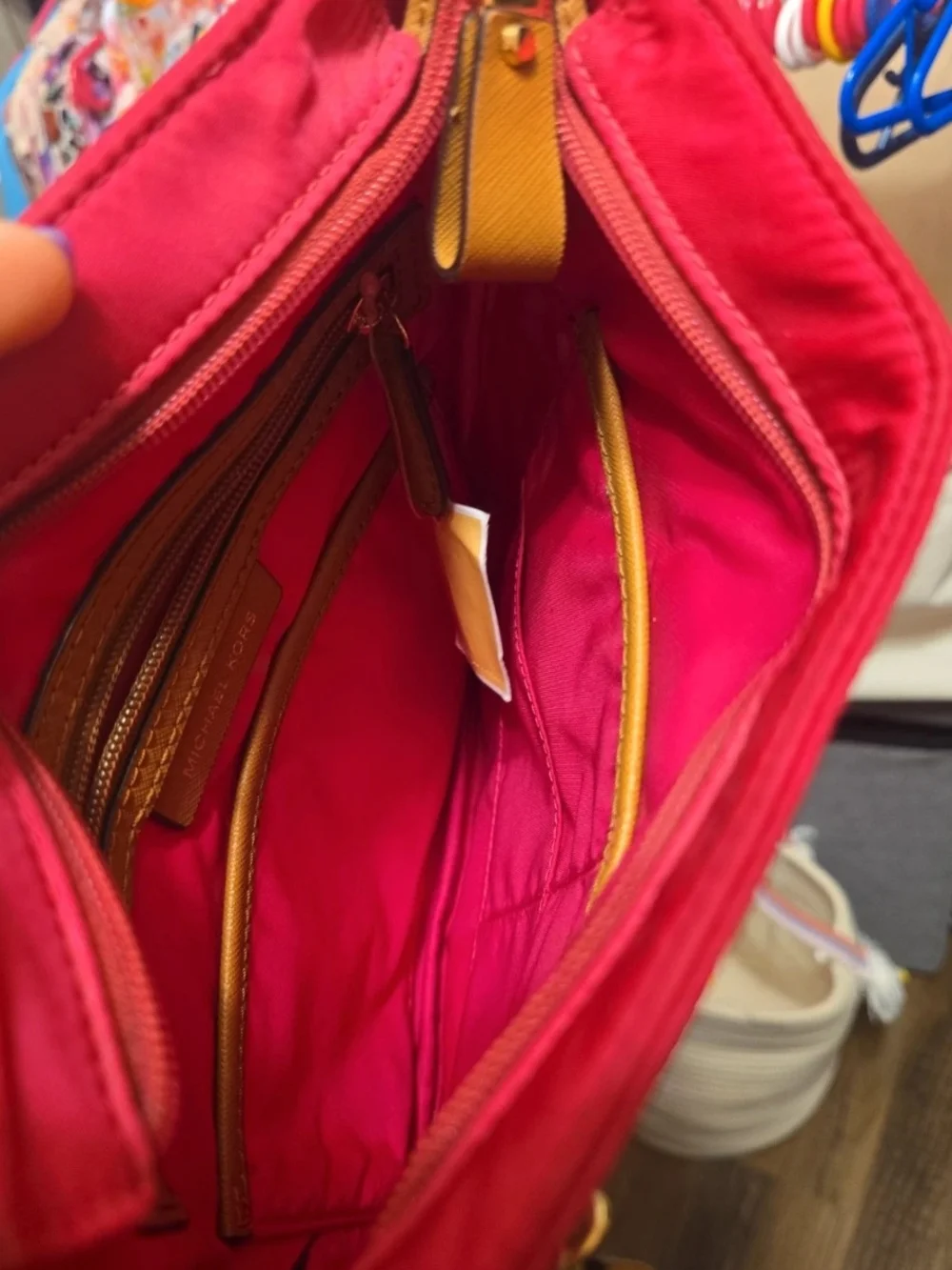 Michael Kors Pink Crossbody with Tan Adjustable Strap